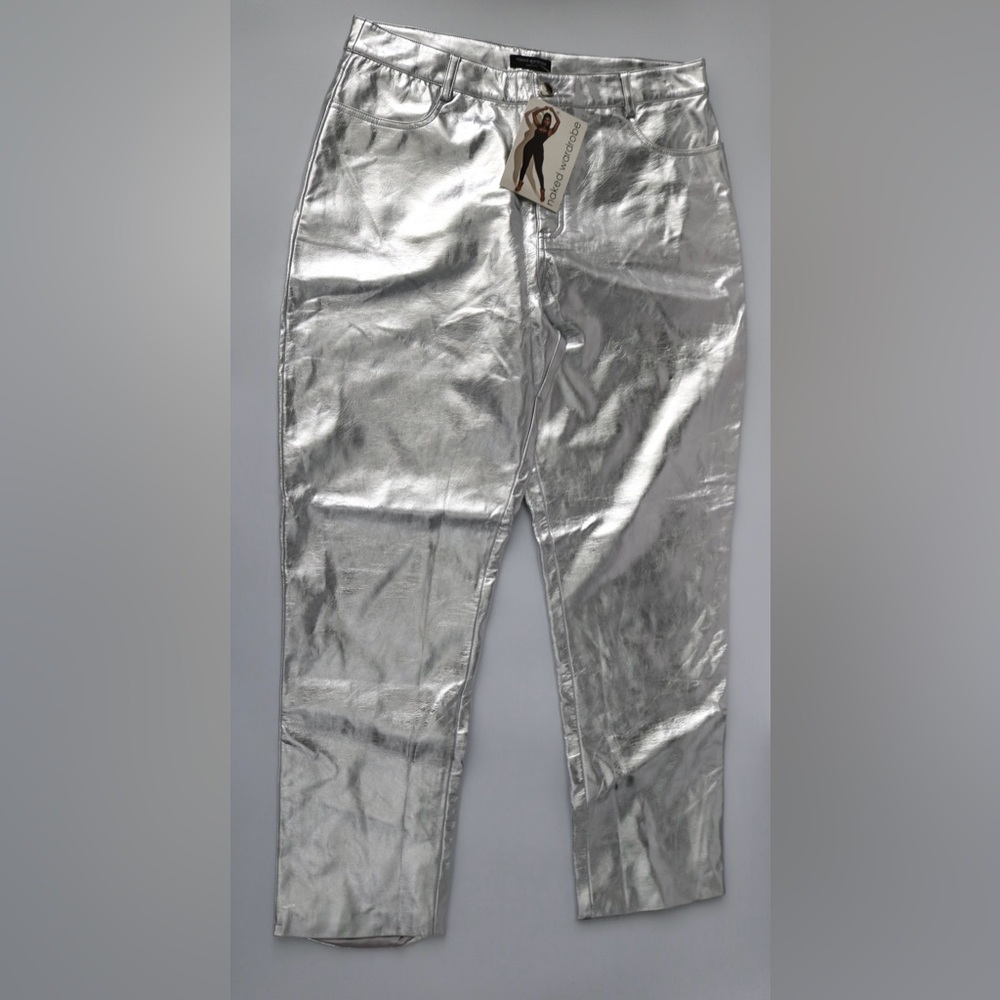NWT- Silver metallic pants by Naked Wardrobe in size XL.